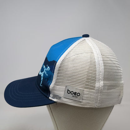 BOCO Gear Blue White One Size Trucker Hat Mountain Graphic Snapback Mesh Back