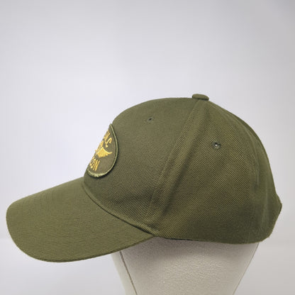 USMC Recon Strapback Baseball Cap Green One Size Adjustable Embroidered 6 Panel