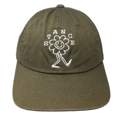 Stance Baseball Cap Green One Size Slideback Embroidered Flower Smiley Hat