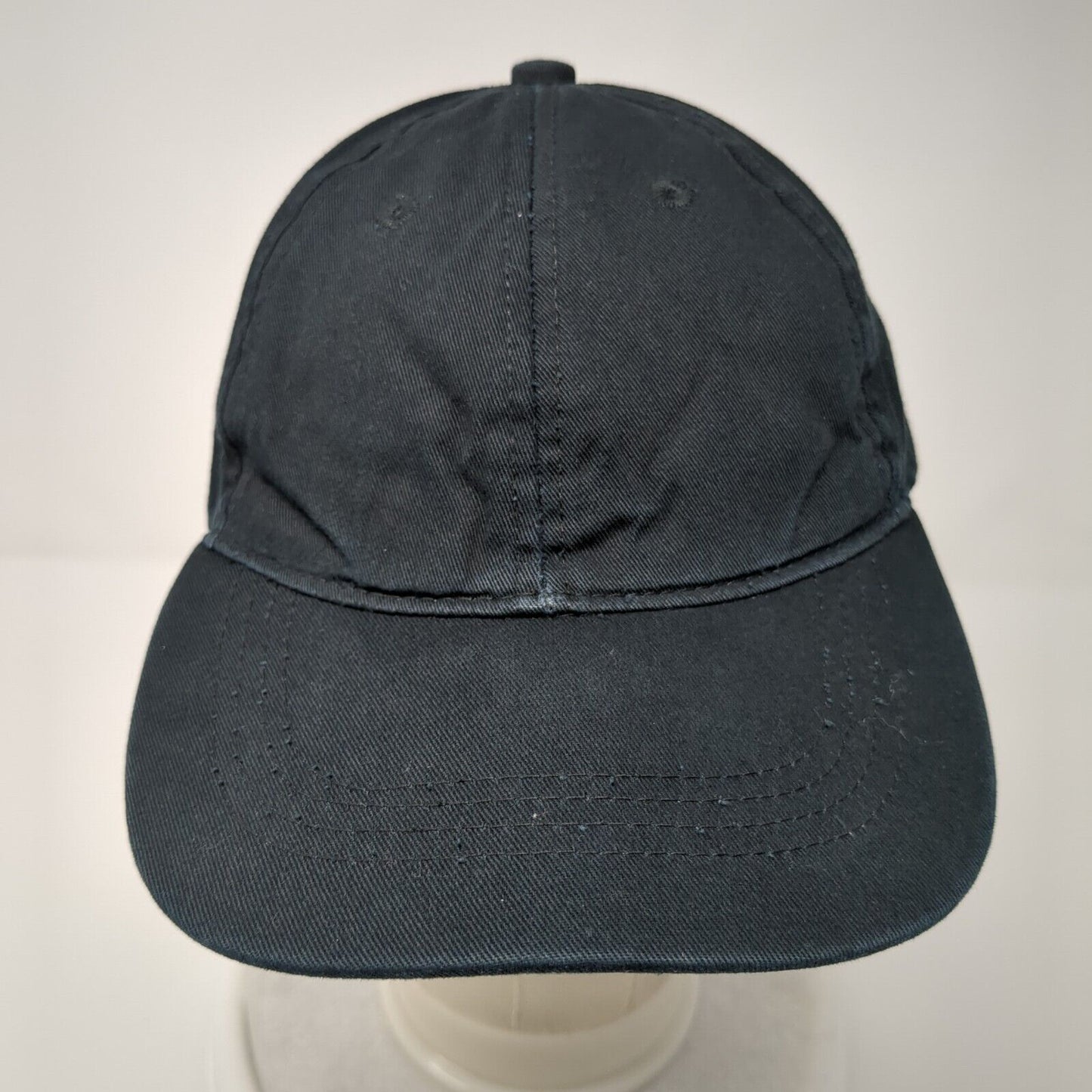 Unbranded Strapback Hat Black One Size Solid Adjustable Blank 6 Panel