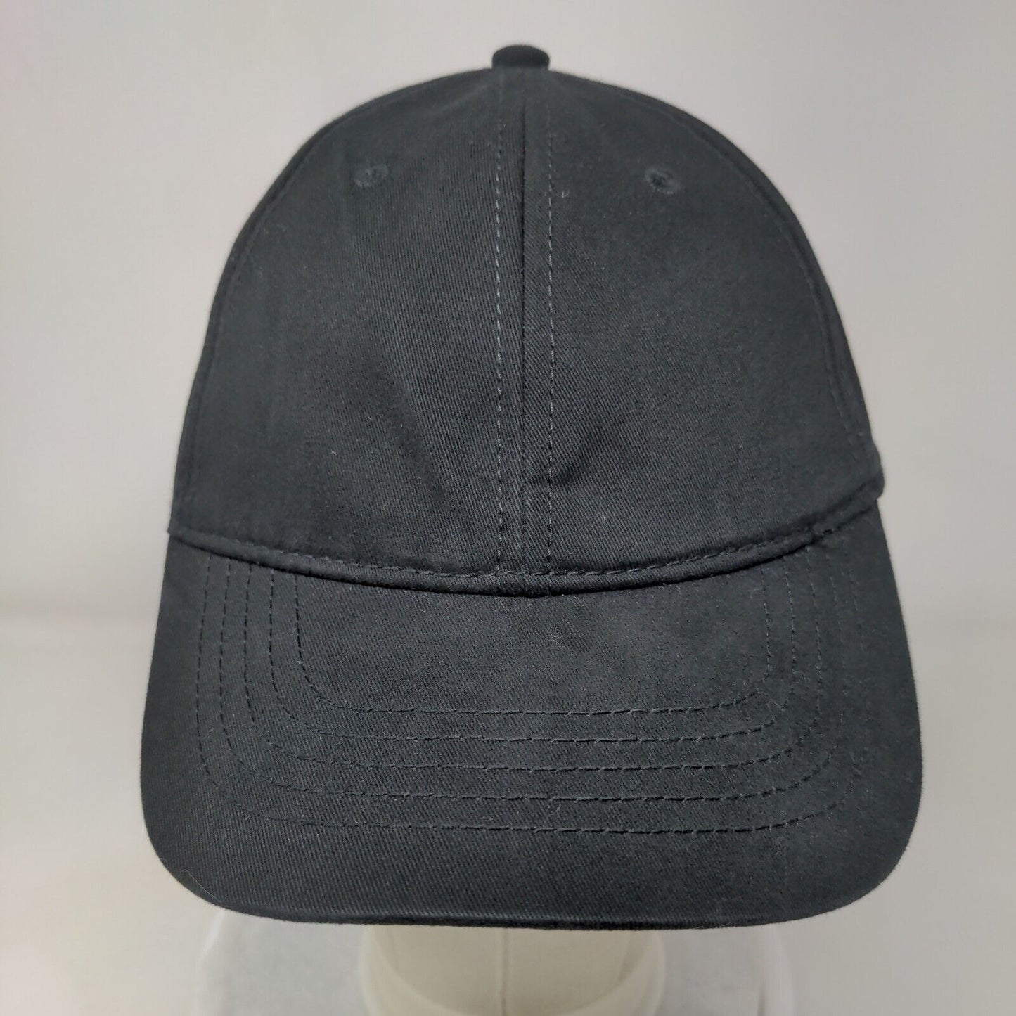 Unbranded Slideback Hat Black OSFM Adjustable Vented Holes 6 Panel Blank