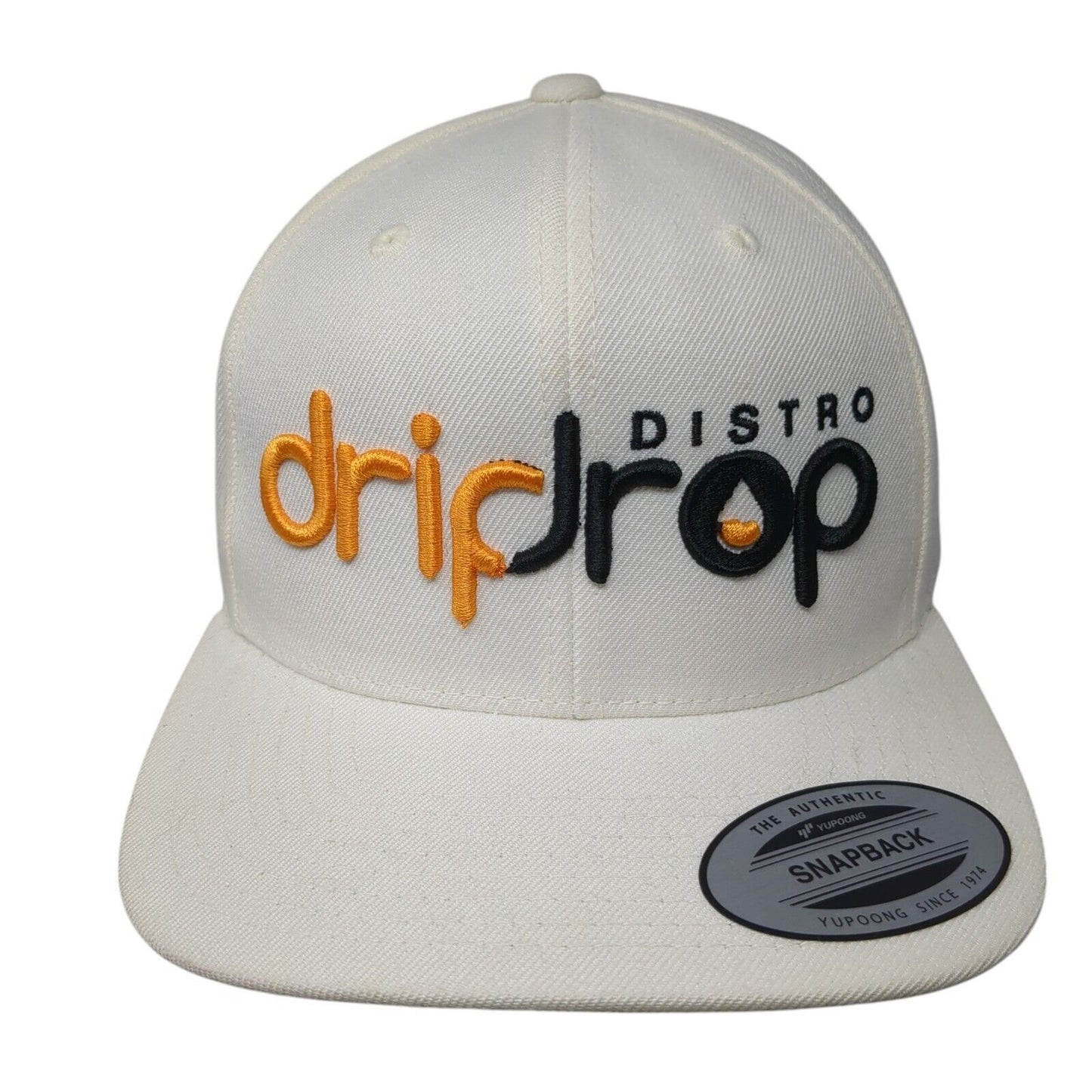 Distro Dripdrop Snapback Hat Cream One Size Adjustable Embroidered Yupoong