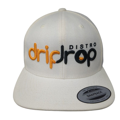 Distro Dripdrop Snapback Hat Cream One Size Adjustable Embroidered Yupoong