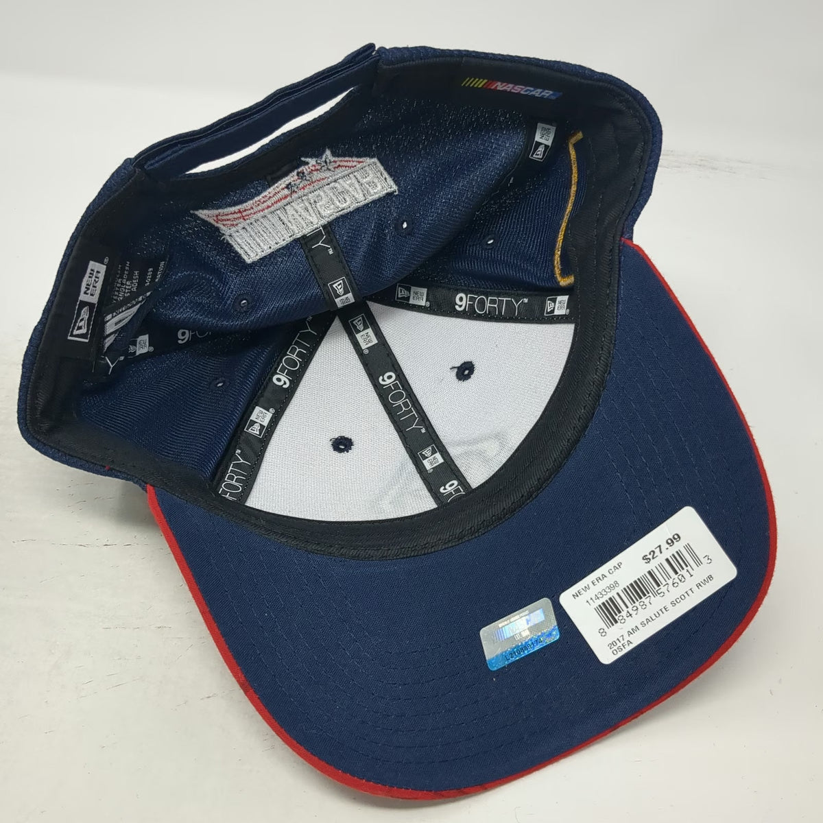 New Era Baseball Cap White Blue Red One Size Albertsons NASCAR 44 Flag Hat