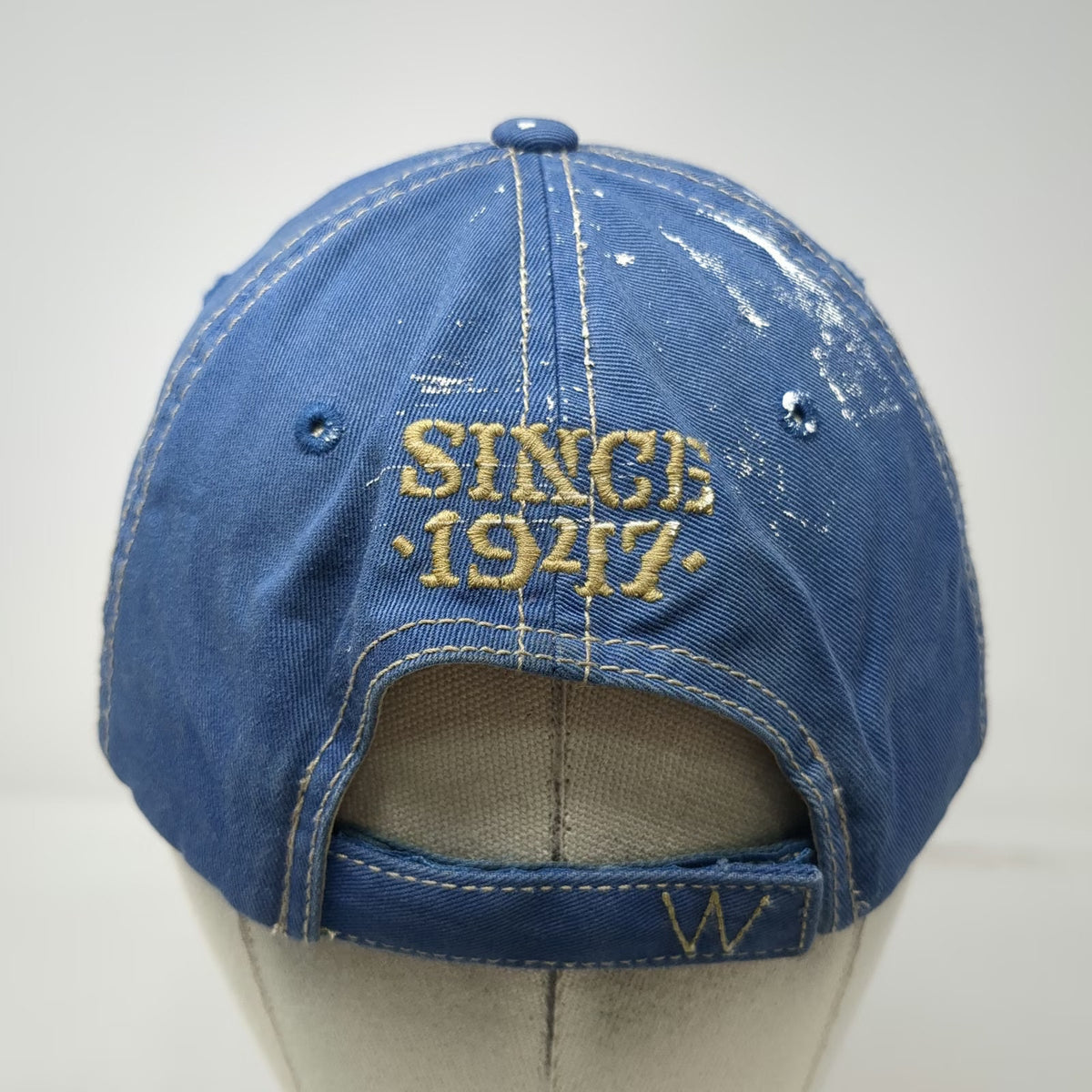 Wrangler Baseball Cap Blue One Size Hat Since 1947 Distressed Splatter Graphic