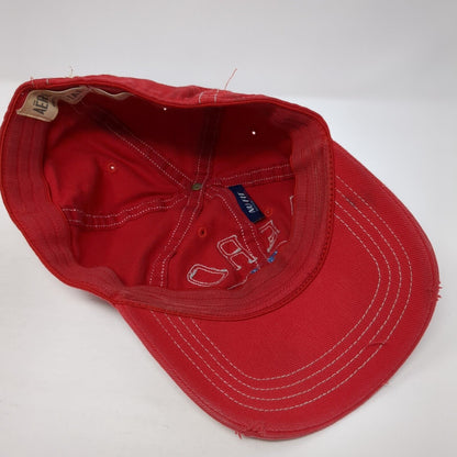 Aero 87 California New York Fitted Hat Red L/XL Nu-Fit Distressed 6 Panel