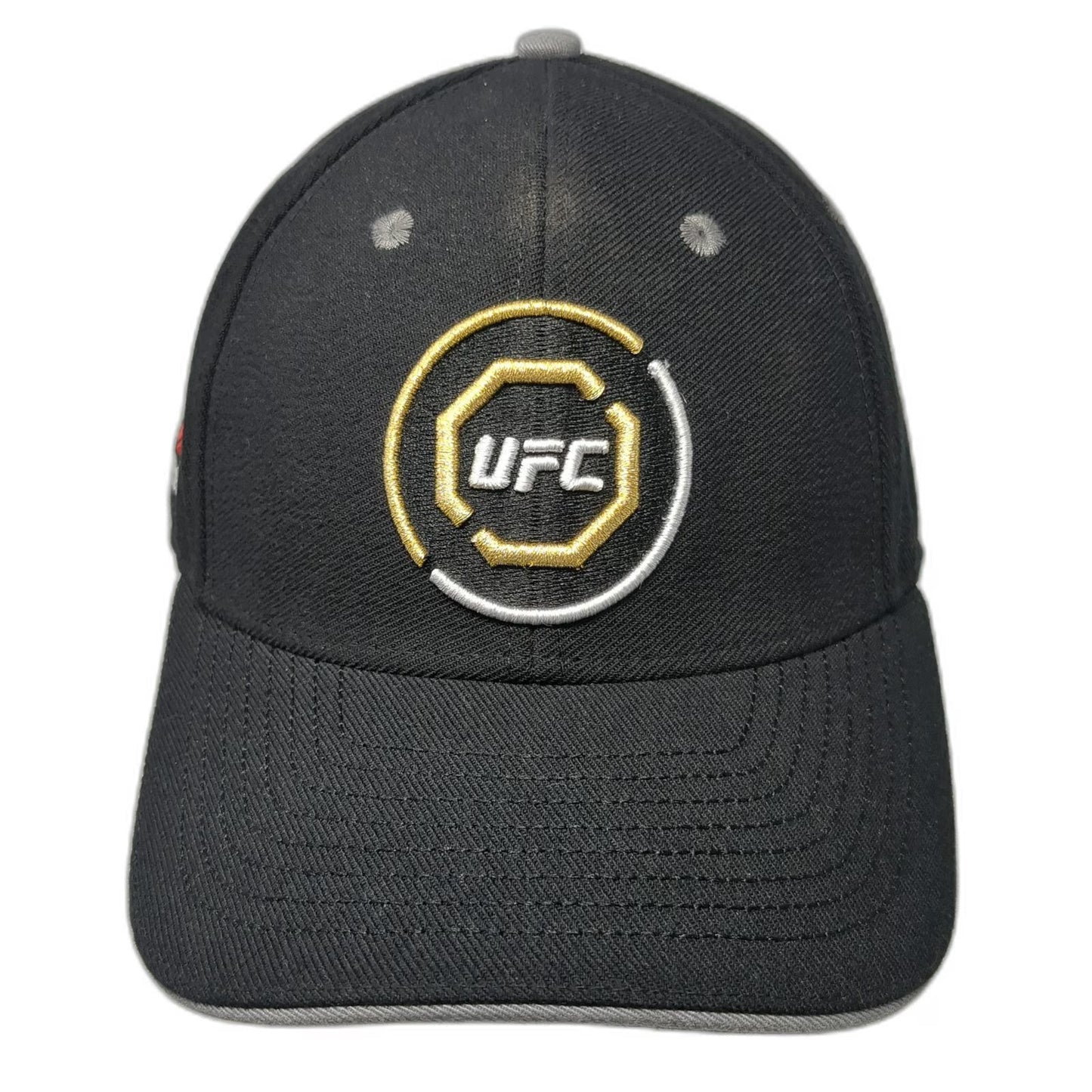 Reebok Baseball Cap Black Size XL UFC Octagon Stretch Fit Marbled Brim Hat