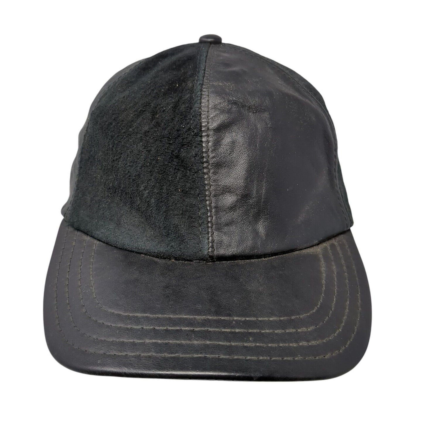 Unbranded Slideback Hat Black One Size Adjustable Genuine Leather Blank