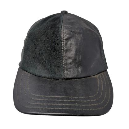 Unbranded Slideback Hat Black One Size Adjustable Genuine Leather Blank
