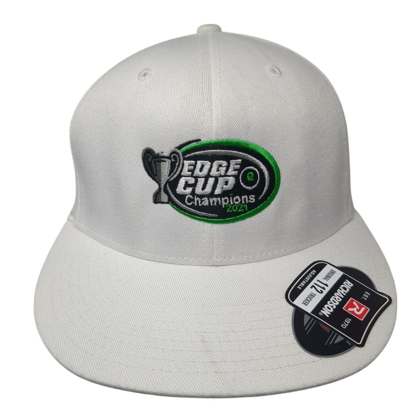 Edge Cup Champions 2021 Fitted Hat White L-XL Stretch Flexfit Flat Bill