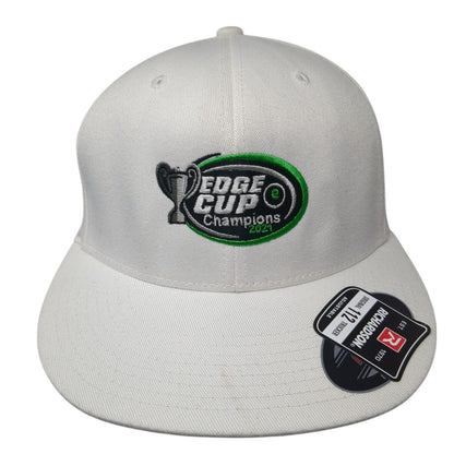 Edge Cup Champions 2021 Fitted Hat White L-XL Stretch Flexfit Flat Bill