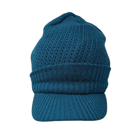 Unbranded Knit Beanie Hat Blue One Size Solid Stretch Blank Outdoor