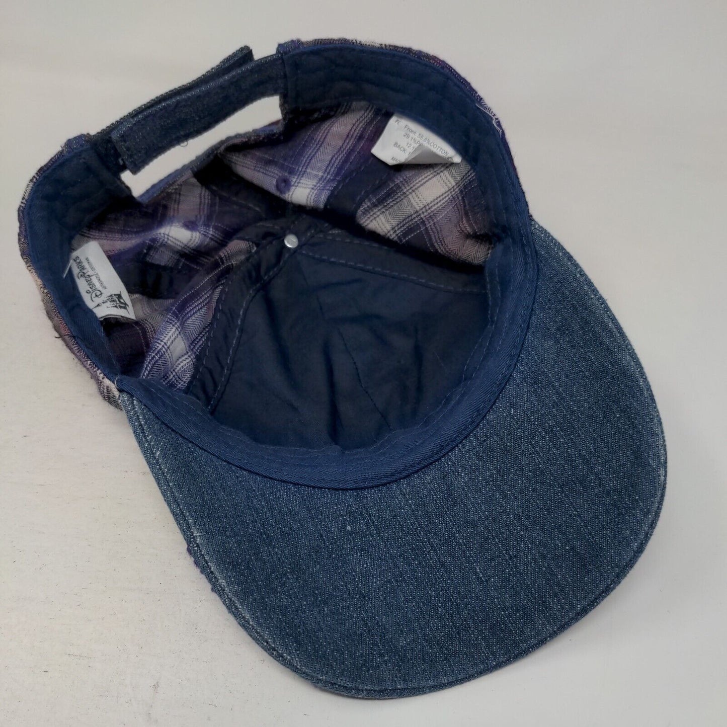 I Love Mickey Strapback Hat Multi OSFA Embroidered Sequin Denim Plaid