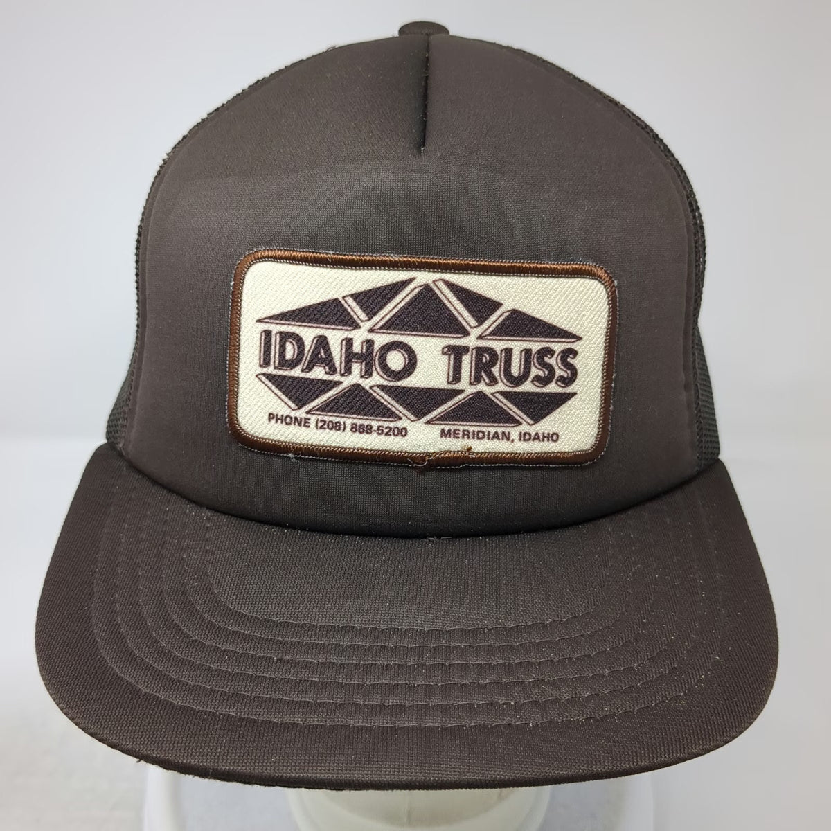 Brown Trucker Hat Idaho Truss Meridian Mesh Snapback Foam Front Patch Vintage