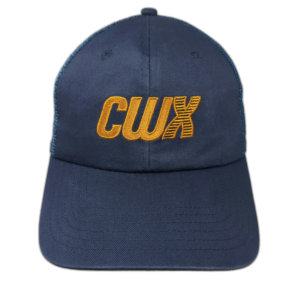 K-Products Trucker Hat Blue One Size CWX Embroidered Logo Snapback Mesh Cap