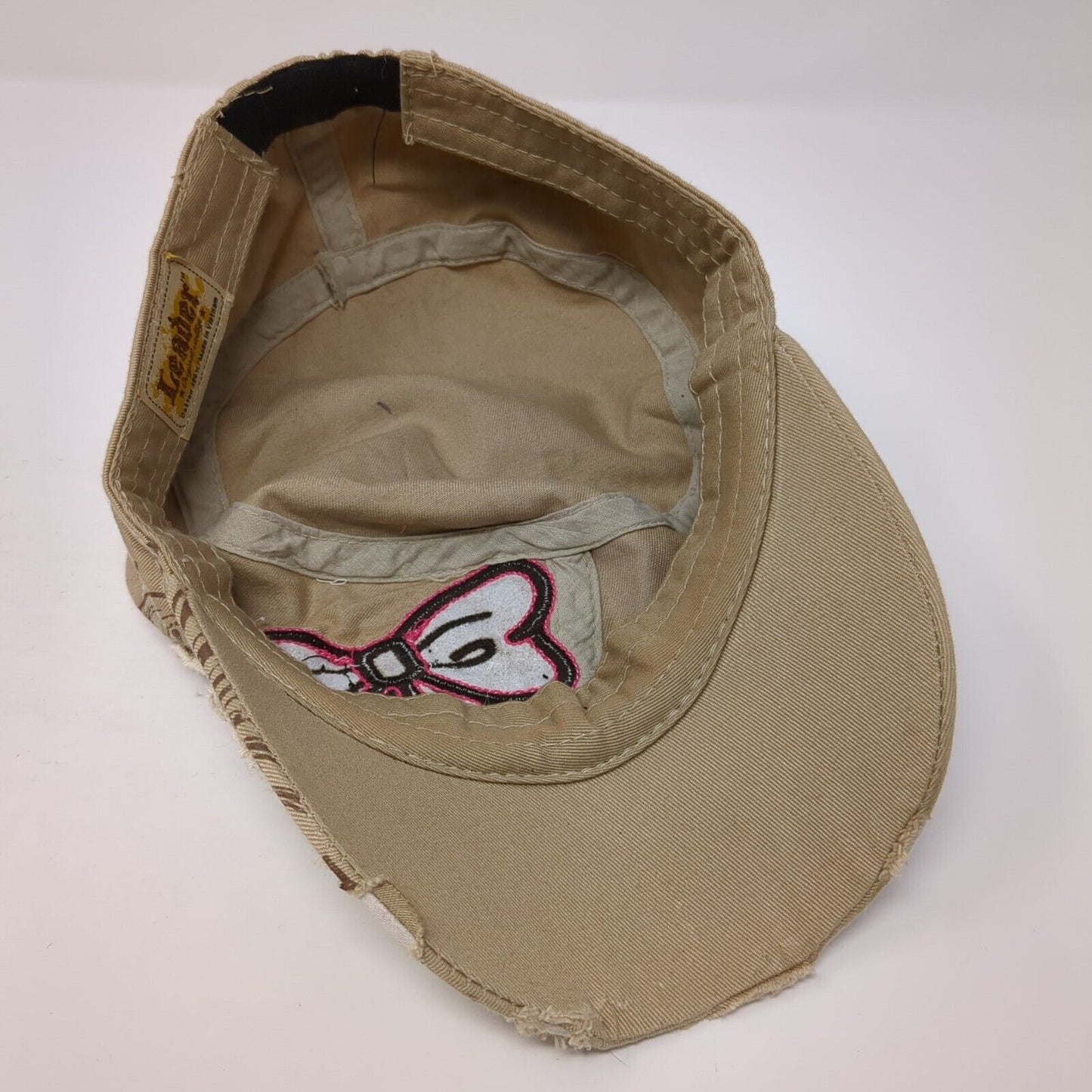 Leader Stretch Fitted Cadet Army Cap Hat Tan One Size Bow Rhinestone