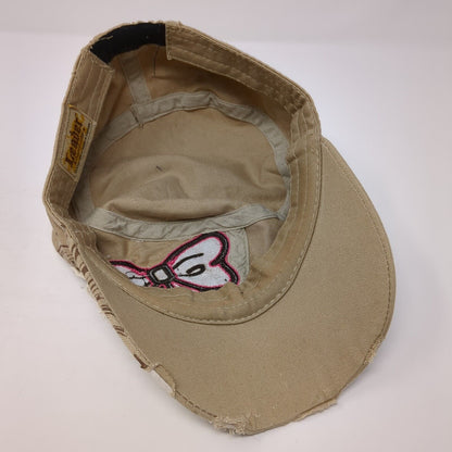 Leader Stretch Fitted Cadet Army Cap Hat Tan One Size Bow Rhinestone