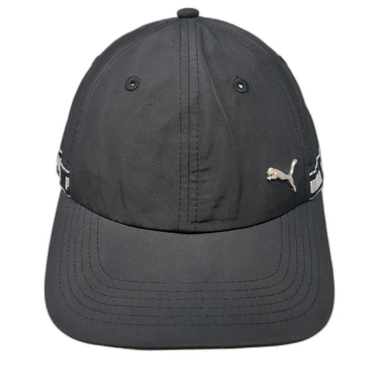 Puma Baseball Cap Black One Size Cat Logo Script Band Slideback Performance Hat