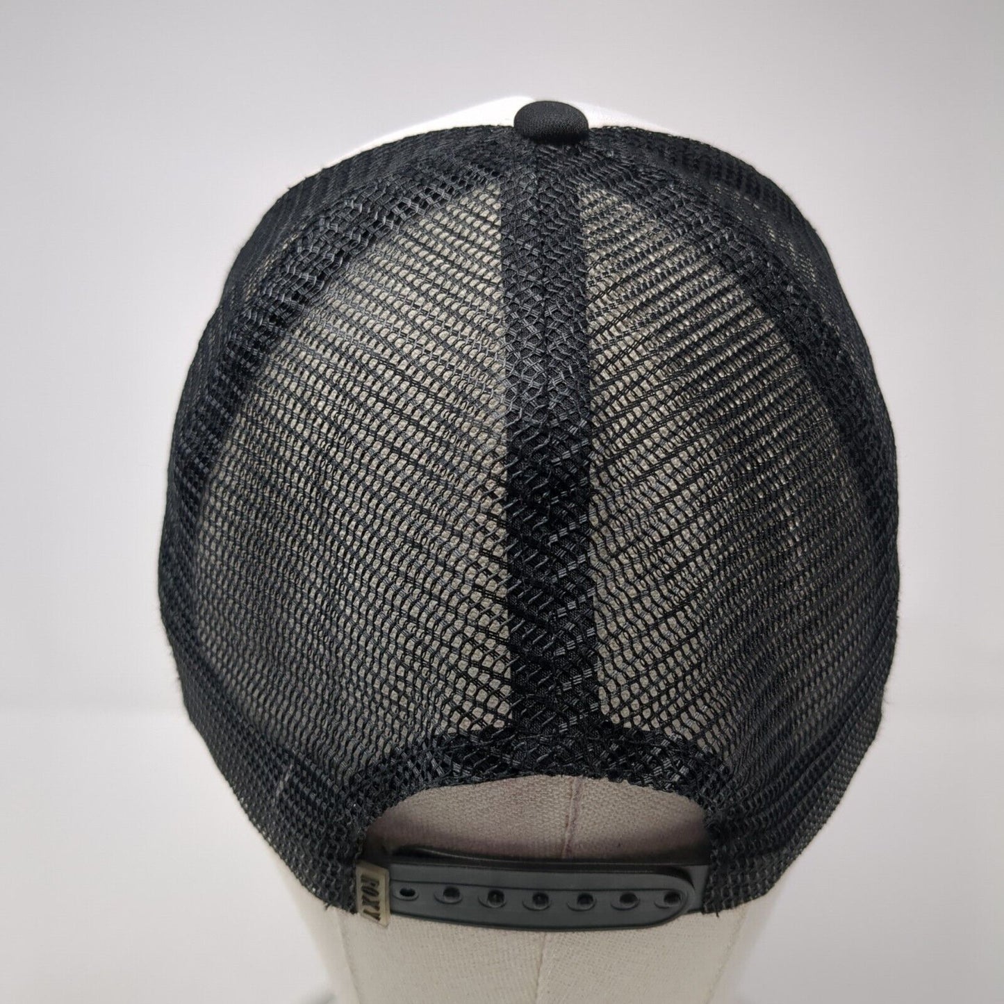 ROXY Snapback Trucker Hat Black One Size Adjustable Striped 6 Panel Mesh Back