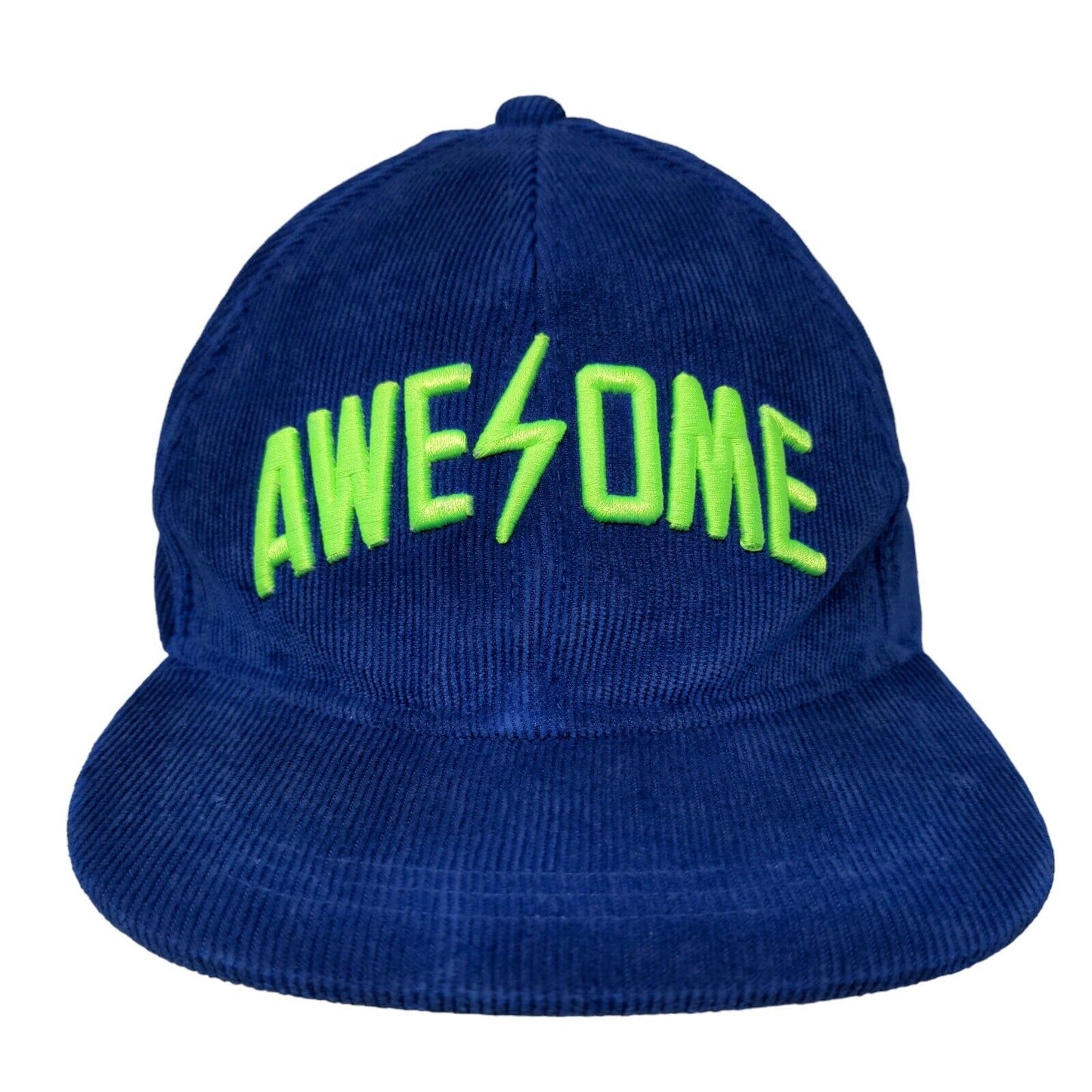 Old Navy Boy's Snapback Hat Blue Size OS Embroidered Awesome Logo Corduroy