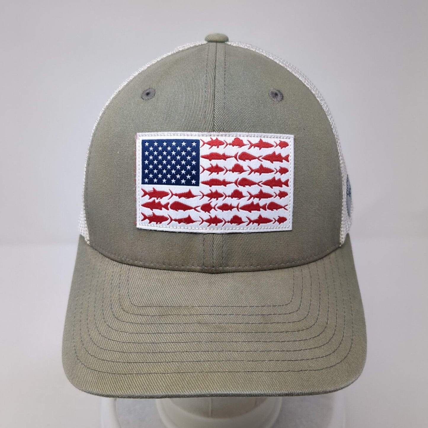 Columbia Fish Flag Fitted Trucker Hat Gray One Size Adjustable Patriotic Mesh