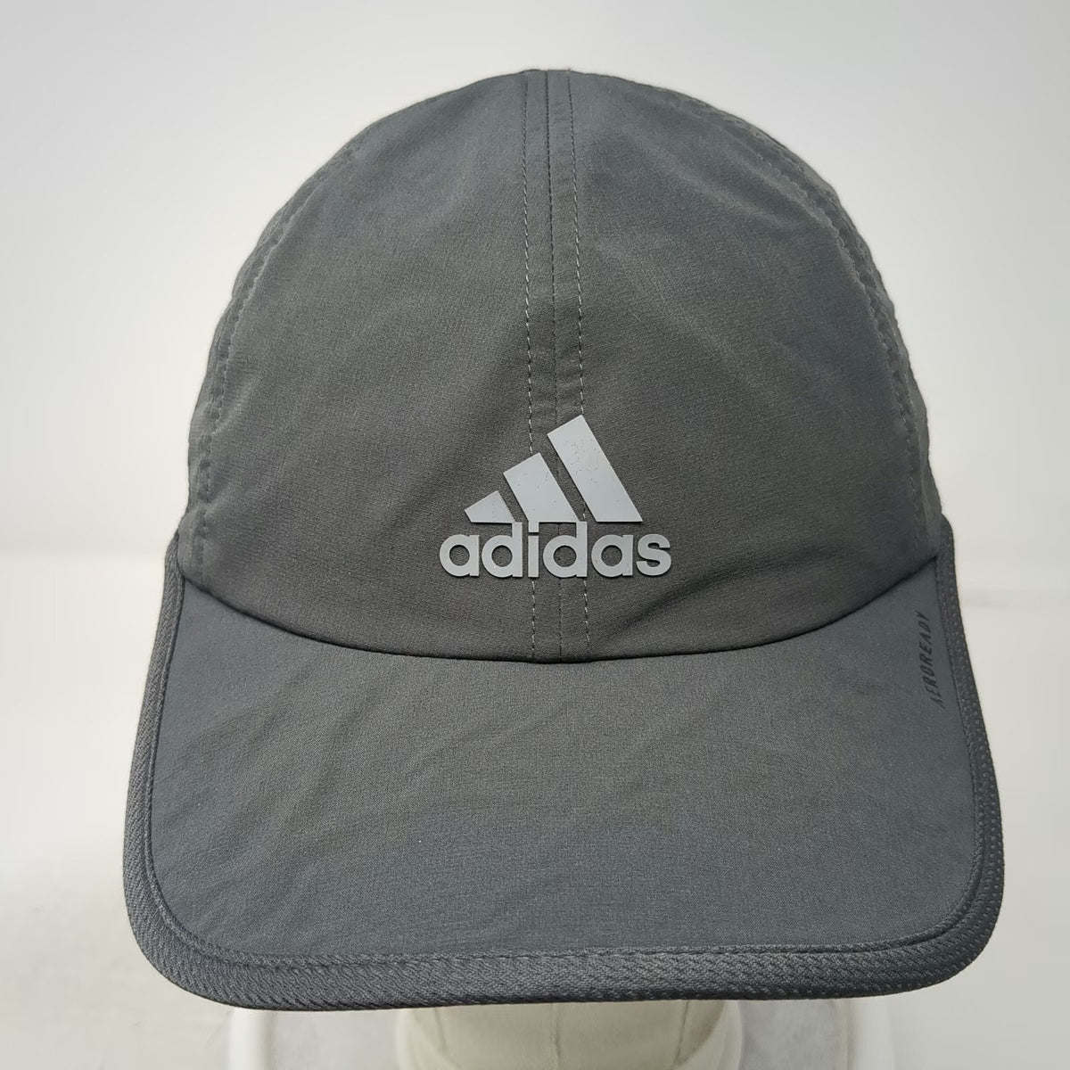 Adidas Baseball Cap Gray One Size Strapback Aeroready Performance Running Hat