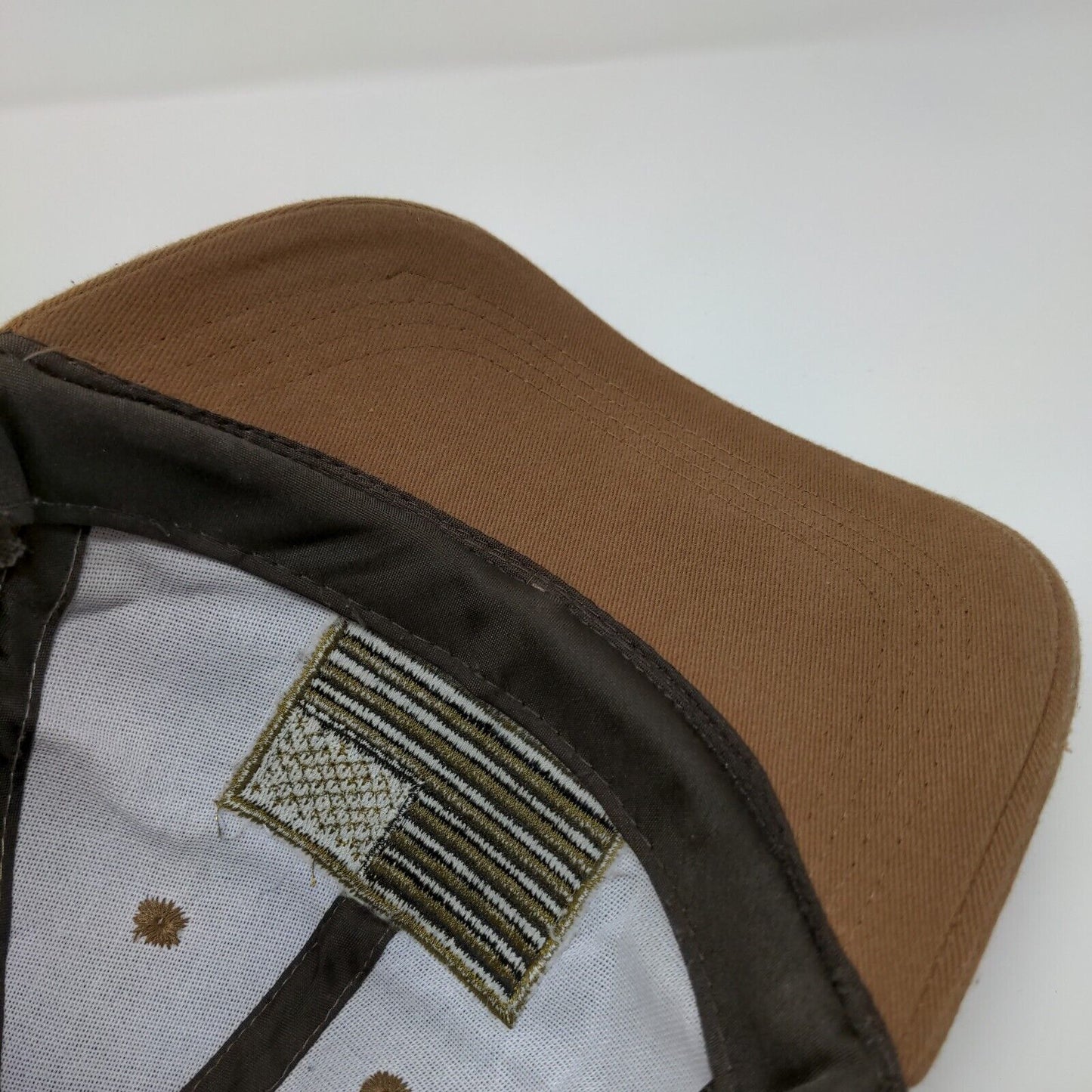 USA Flag Voodoo Tactical Strapback Hat Brown OSFA Adjustable Patriotic 6 Panel