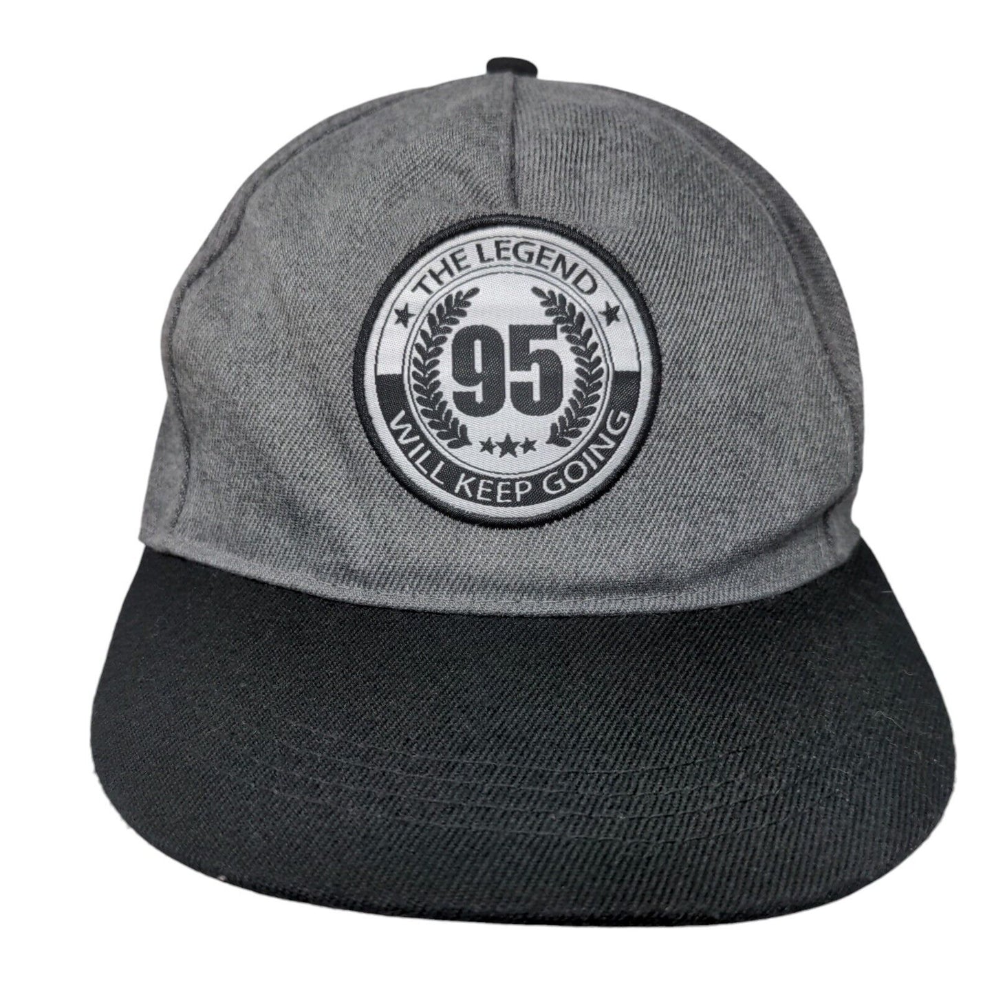 The Legend Will Keep Going Snapback Hat Gray One Size Adjustable Patch Logo