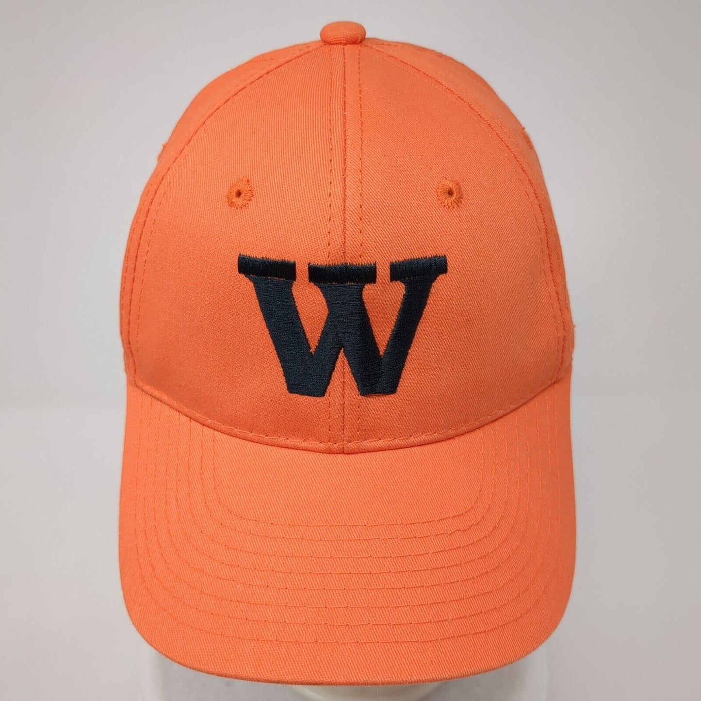 Letter W Strapback Hat Orange OS Adjustable Embroidered 6 Panel Outdoor Cap