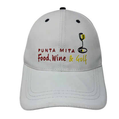 Punta Mita Food Wine & Golf Strapback Hat White OSFA Embroidered