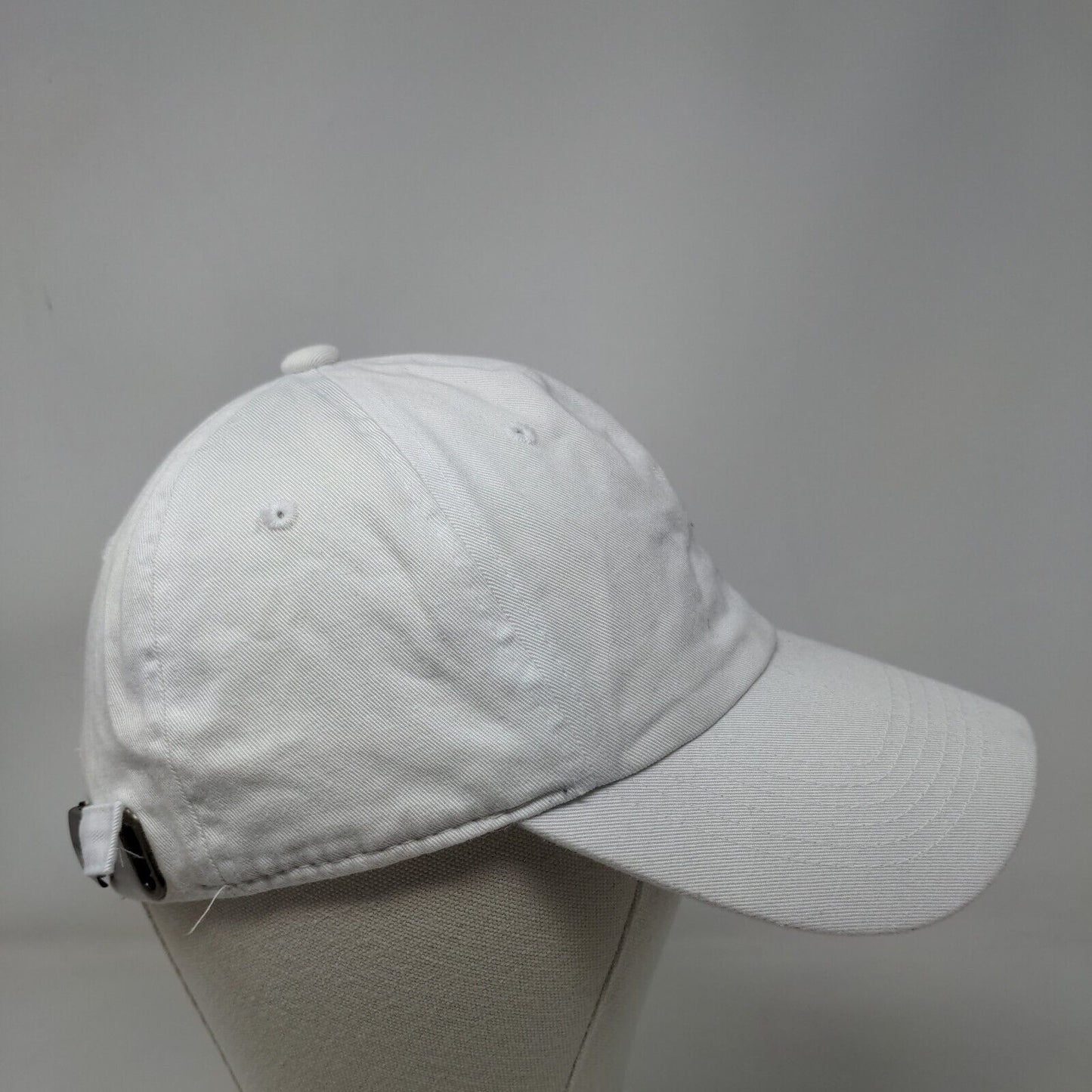 Eckos Slideback Hat White OSFA Adjustable Vented Holes 6 Panel Blank Cotton