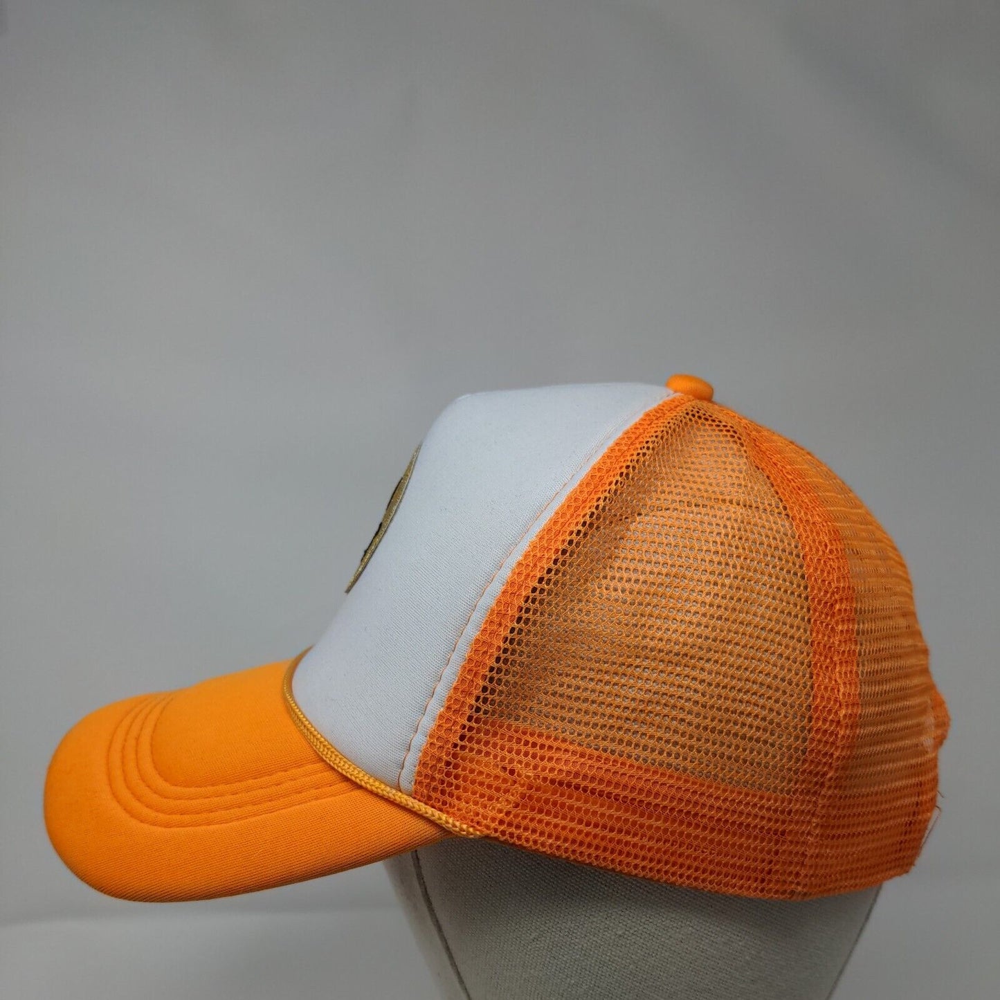 Smiley Snapback Mesh Back Rope Trucker Hat Orange One Size Colorblock