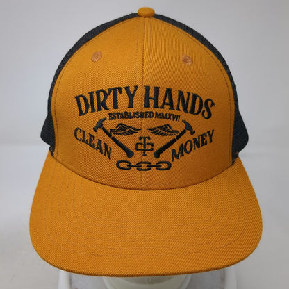 Troll Co Trucker Hat Brown One Size Dirty Hands Clean Money Mesh Back Flat Brim