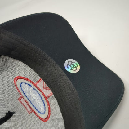 Reference 5 Panel Black Hat One Size Graphic Brim Snapback Script Embroidery