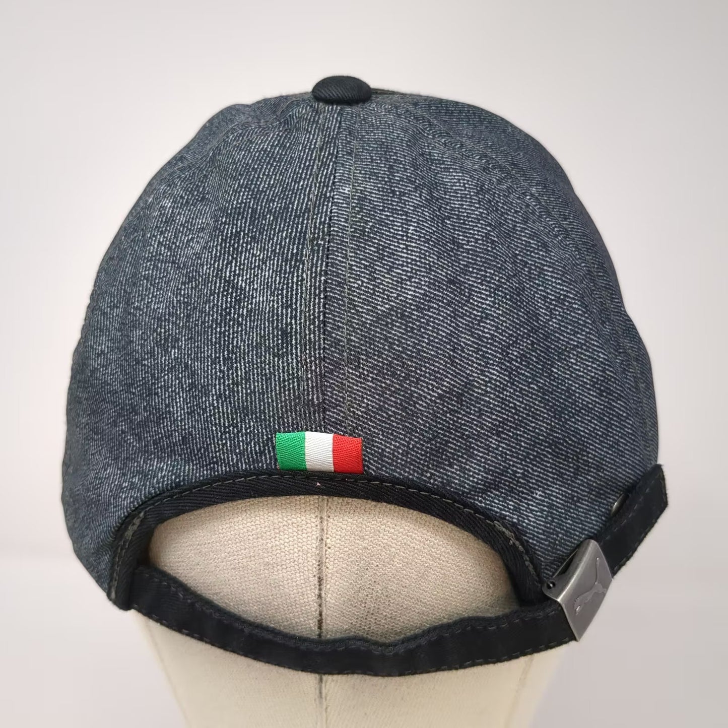Puma Ferrari Black Gray Baseball Cap Hat OS Adjustable Shield Logo Red Brim