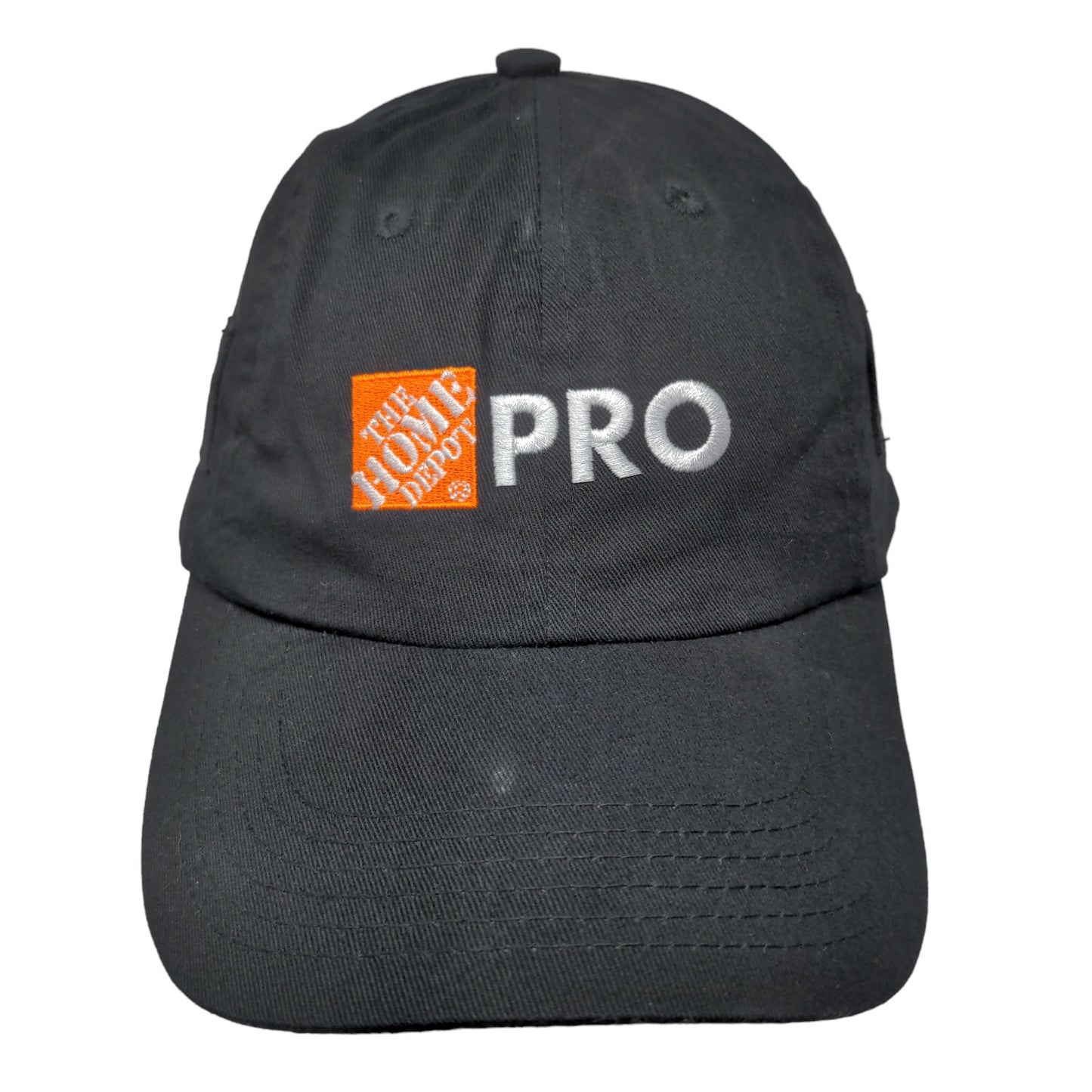 Home Depot Men's Strapback Hat Black Adjustable Embroidered Pro Logo 100% Cotton