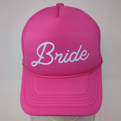 Bride Snapback Trucker Hat Pink One Size Adjustable Lightweight Mesh Back Rope