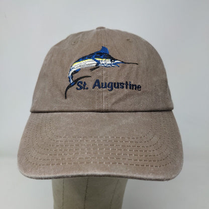 BJR Classic Headwear Men's Strapback Hat Tan Embroidered St. Augustine FL Logo