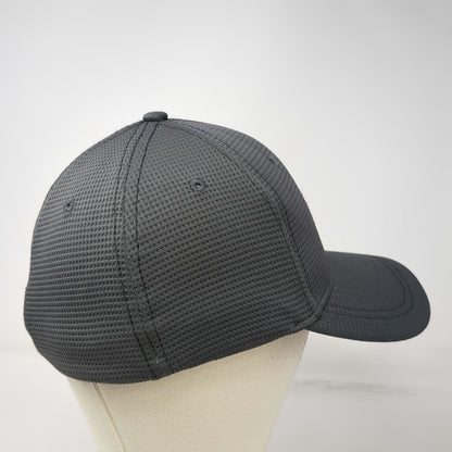 CAT Baseball Cap Gray Red One Size Textured Mesh Fabric Fitted Hat Work Logo