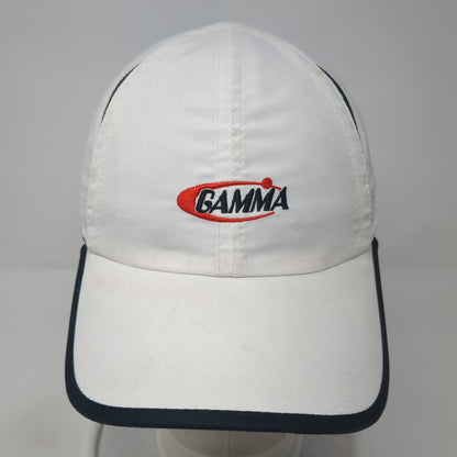 Gamma Strapback Hat White One Size Adjustable Embroidered Black Trim