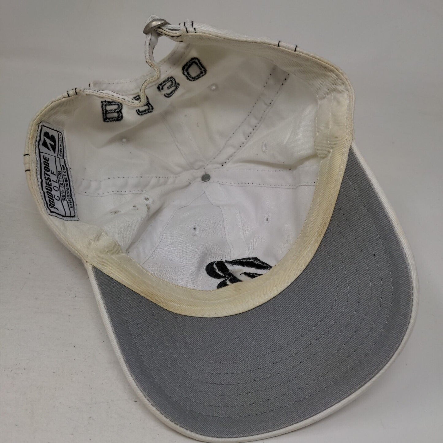 Bridgestone Golf Slideback Hat White One Size Embroidered Adjustable