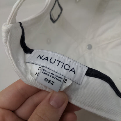 Nautica NS83 Slideback Hat White One Size Adjustable Embroidered Logo Cotton