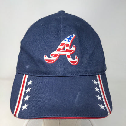 Atlanta Braves Delta Strapback Hat Blue One Size Embroidered Patriotic Headtotoe