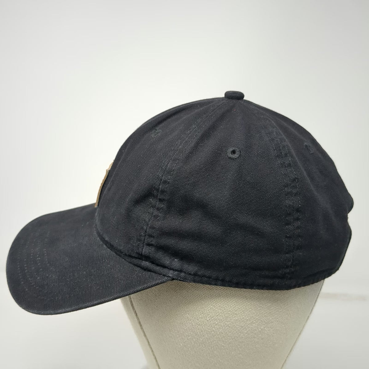 Carhartt Baseball Cap Black One Size Leather Patch Strapback Logo Canvas Hat