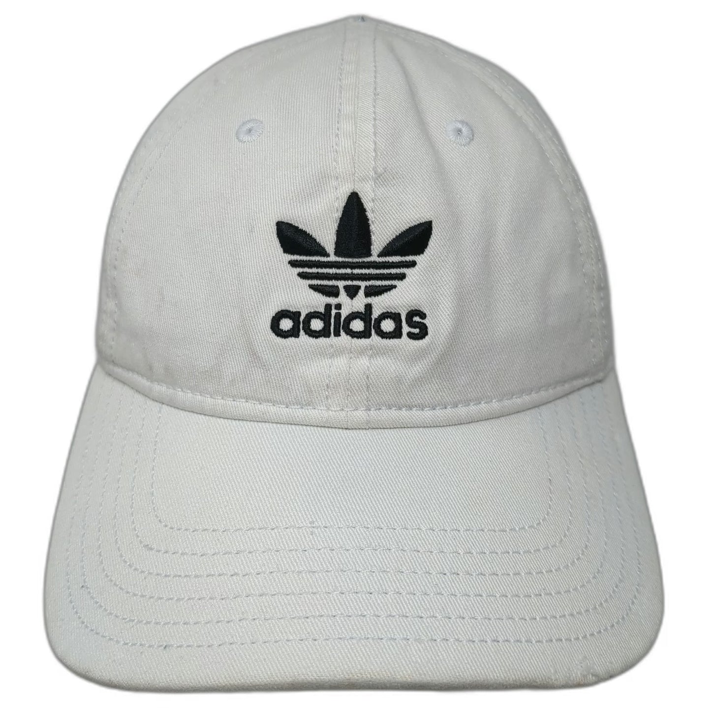 Adidas Baseball Cap White One Size Hat Trefoil Logo Embroidered Cotton Slideback