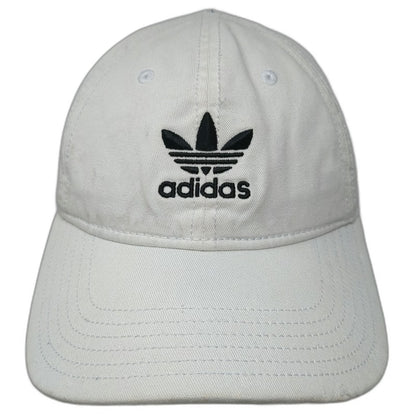 Adidas Baseball Cap White One Size Hat Trefoil Logo Embroidered Cotton Slideback