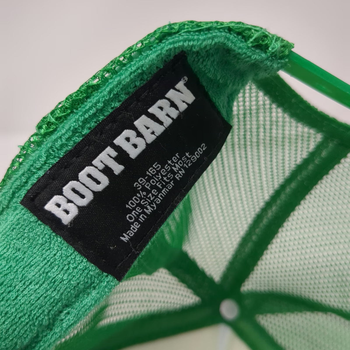 Boot Barn Trucker Hat Green White One Size Mesh Snapback Rope Foam Front Western