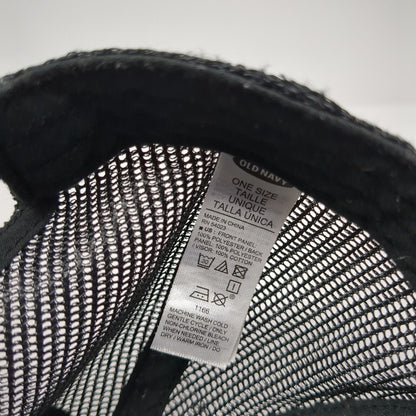Old Navy Snapback Trucker Hat Black One Size Adjustable Mesh Back Polyester