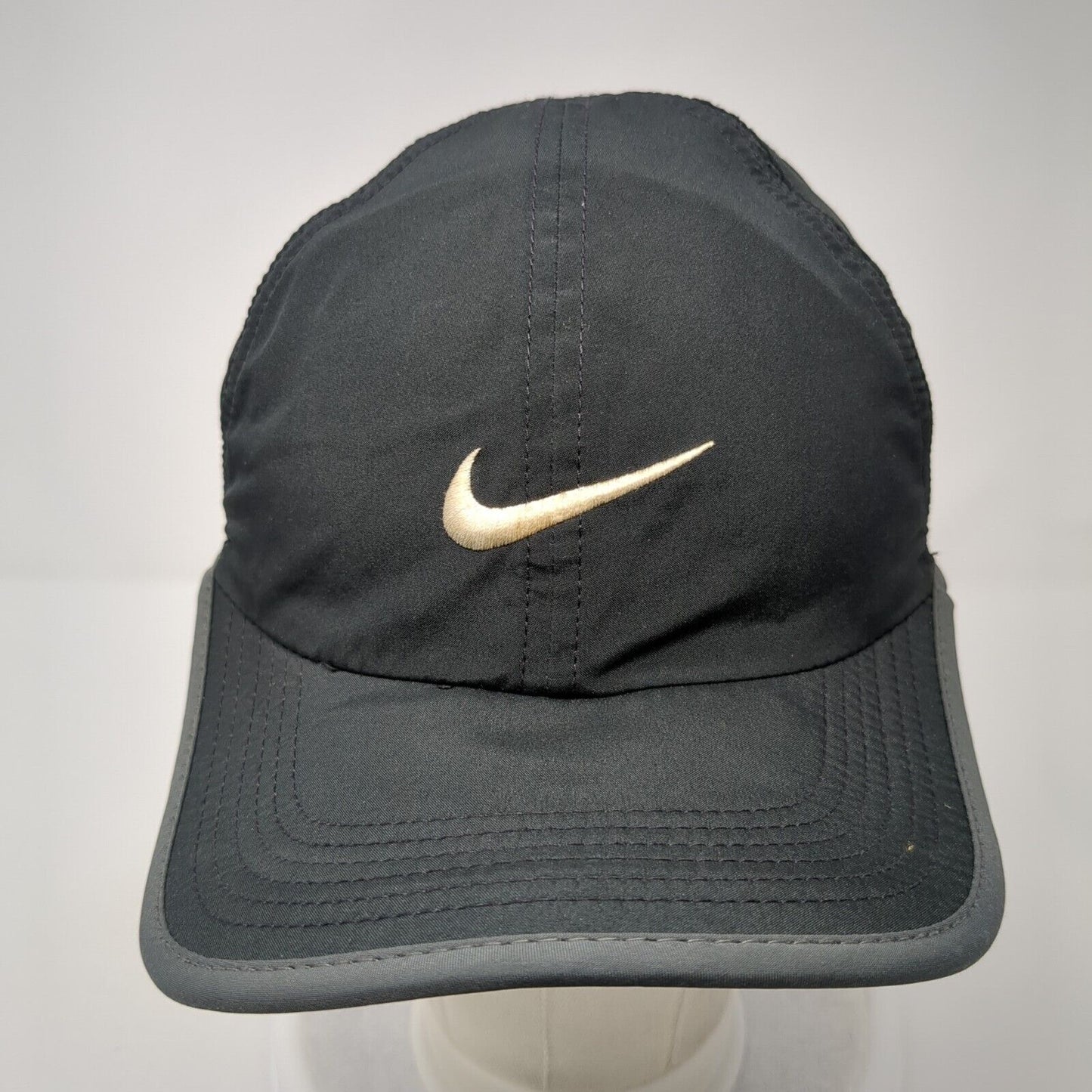 Nike Dri-Fit Strapback Hat Black One Size Adjustable Embroidered Swoosh Logo