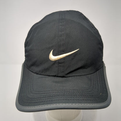 Nike Dri-Fit Strapback Hat Black One Size Adjustable Embroidered Swoosh Logo